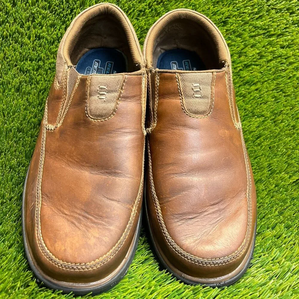Skechers Segment The Search Mens Size 11 3E Brown Leather Slip-Ins Loafers Shoes
